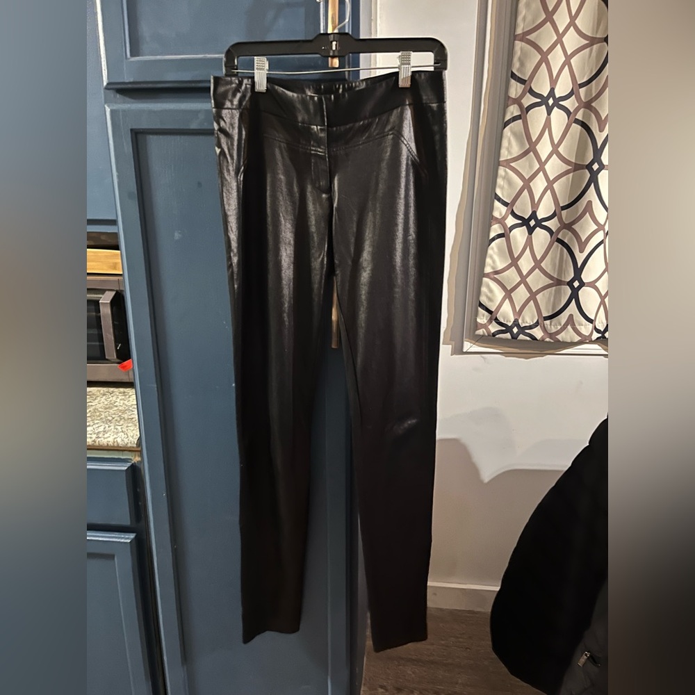 Diane Von Furstenberg Black Faux Leather Pants Size Small - Picture 2 of 4